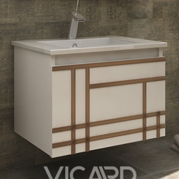 Лайнс - Долен шкаф за баня от PVC, бял